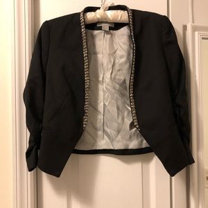 H&M Sz 4 Black Cropped Jacket with Beading